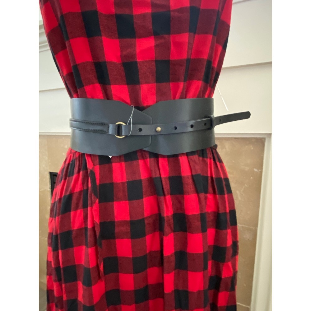 NWT Anthropologie Black Genuine Leather Wide Waist Belt Large